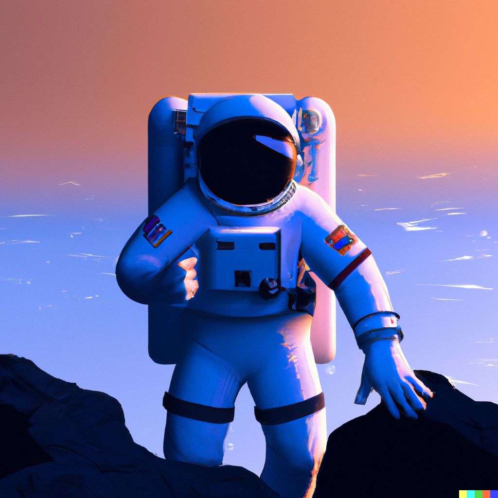 an astronaut in a futurescape